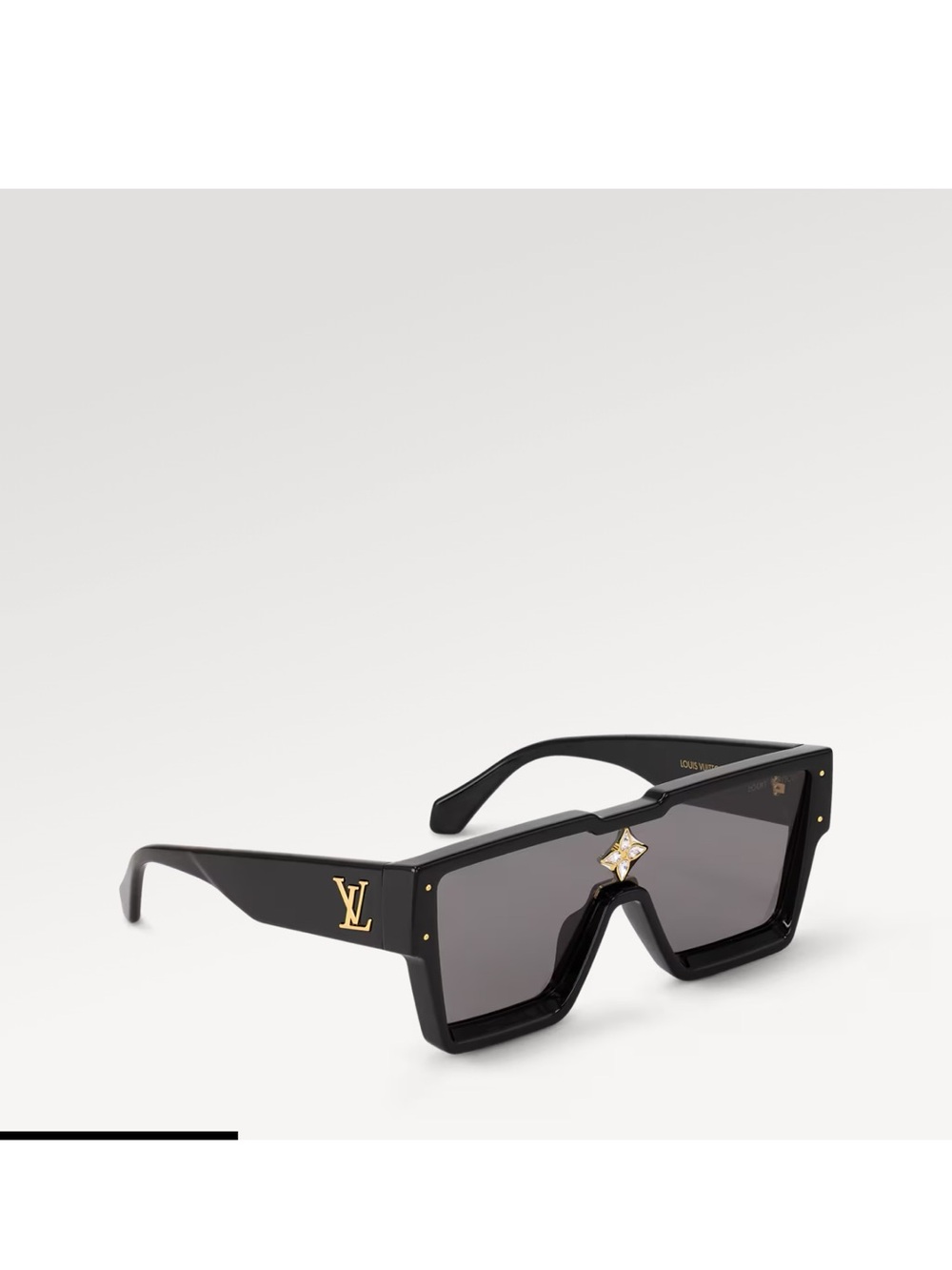 Louis Vuitton Cyclone Sunglasses Z1578E – Black/Gold Crystal Monogram Flower - Picture 6 of 6